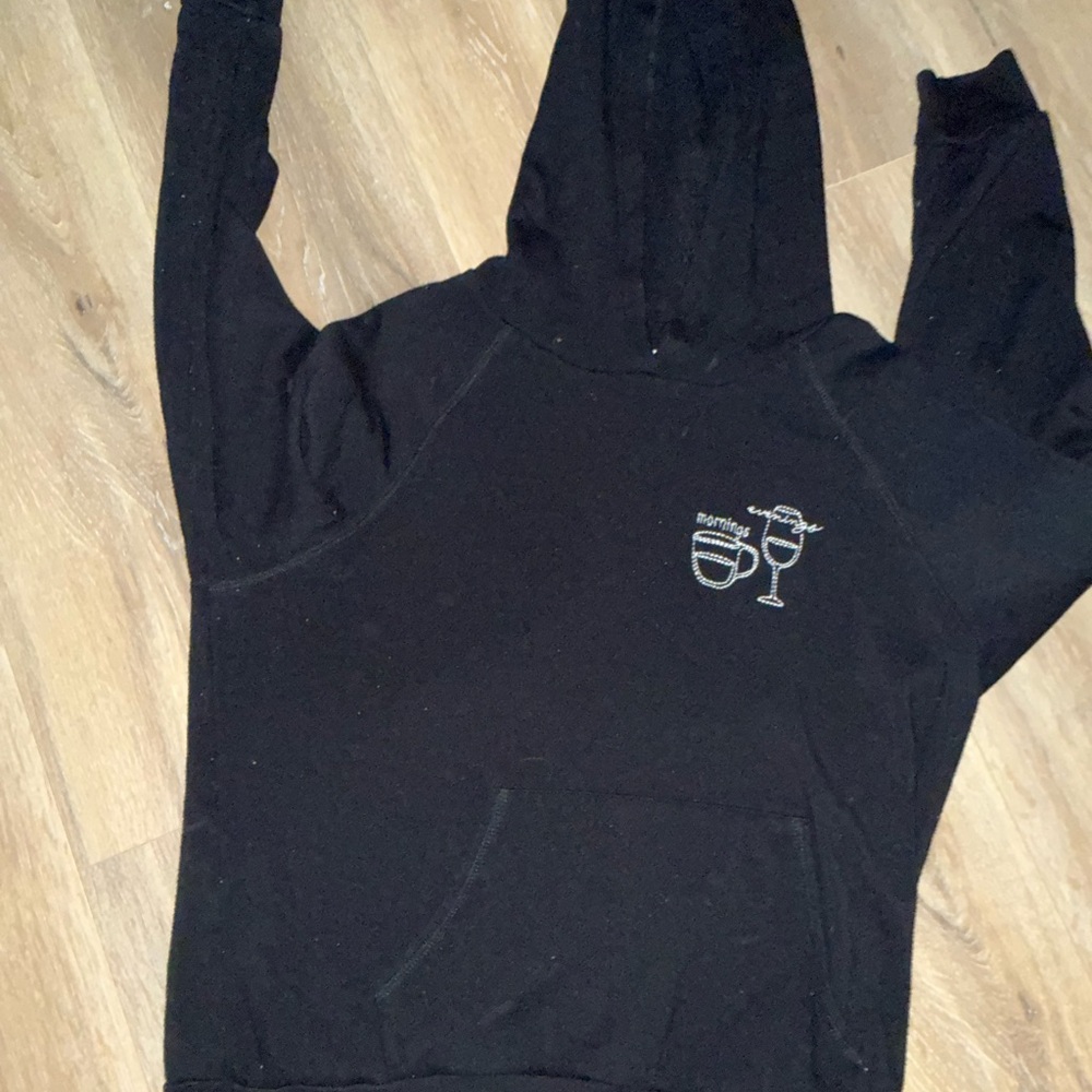 Project Social T Black Hoodie with Coffee and Wine Embroidery